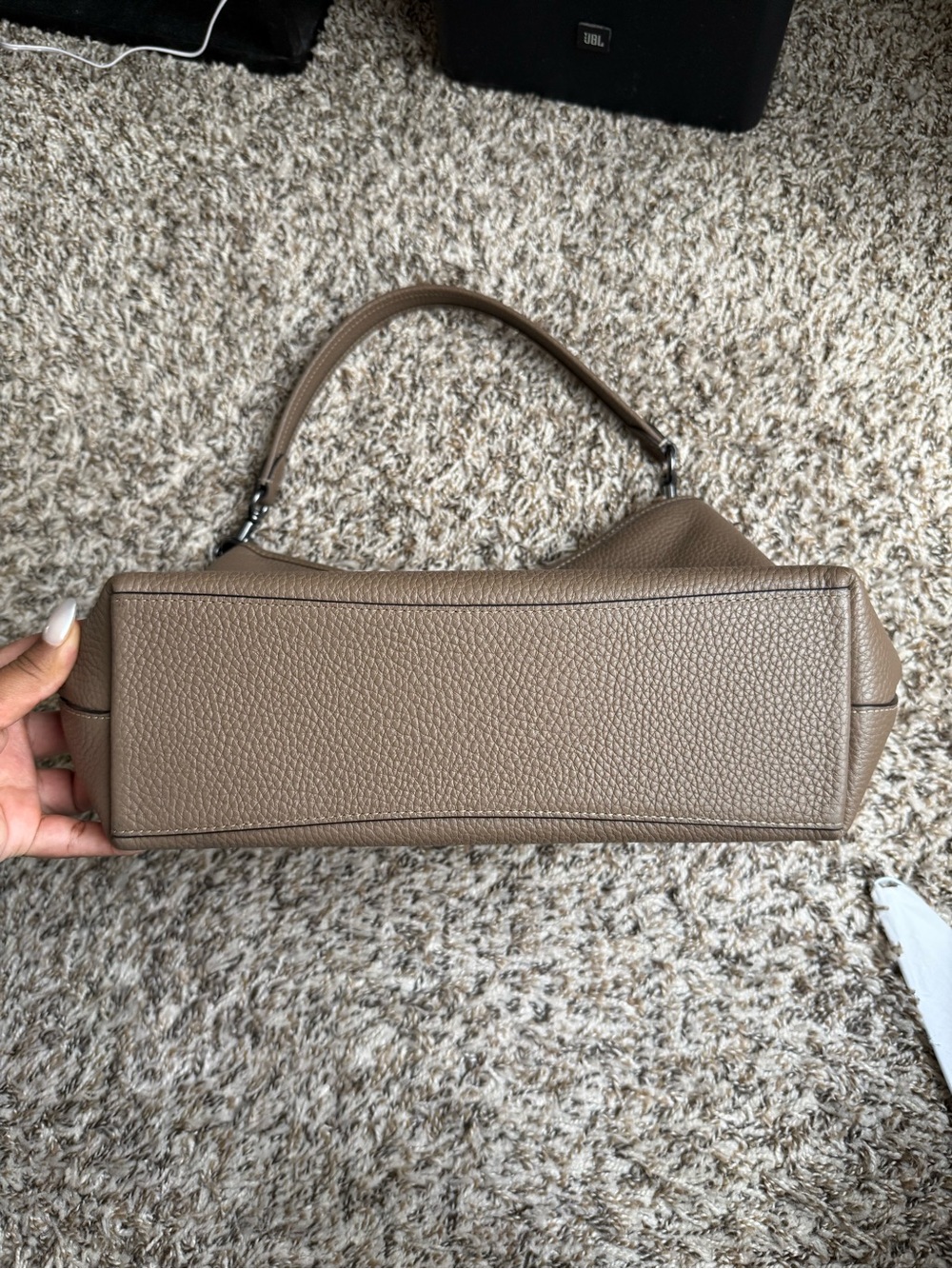Coach Taupe Pebbled Leather Shoulder Bag - Picture 5 of 12